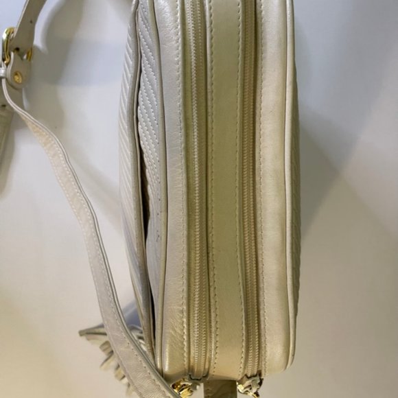 Vintage J Tiras Crossbody/Shoulder Ivory Bag Multi-Compartments, Tassels - Picture 7 of 12